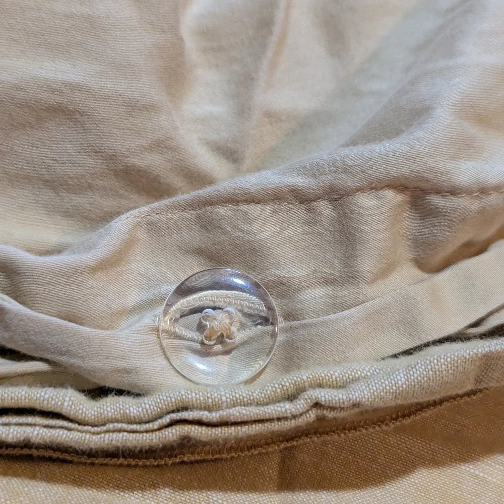 Pottery Barn Linen Cotton King Duvet Gold Mustard Yellow Silk Trim Quiet Luxury